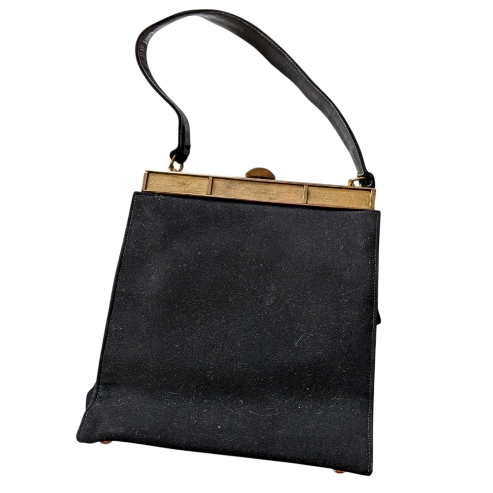 Vintage Lennox Black Velvet Handbag 7 X 8 Evening Party Classic Quiet Luxury